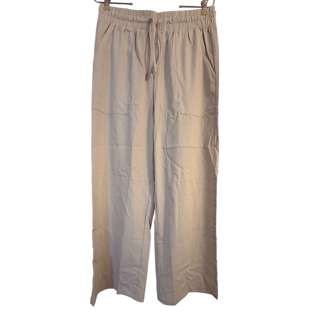 FireSwan Beige Linen Blend Wide Leg Drawstring Pants Large‎ NWT Summer Coastal - Picture 2 of 4
